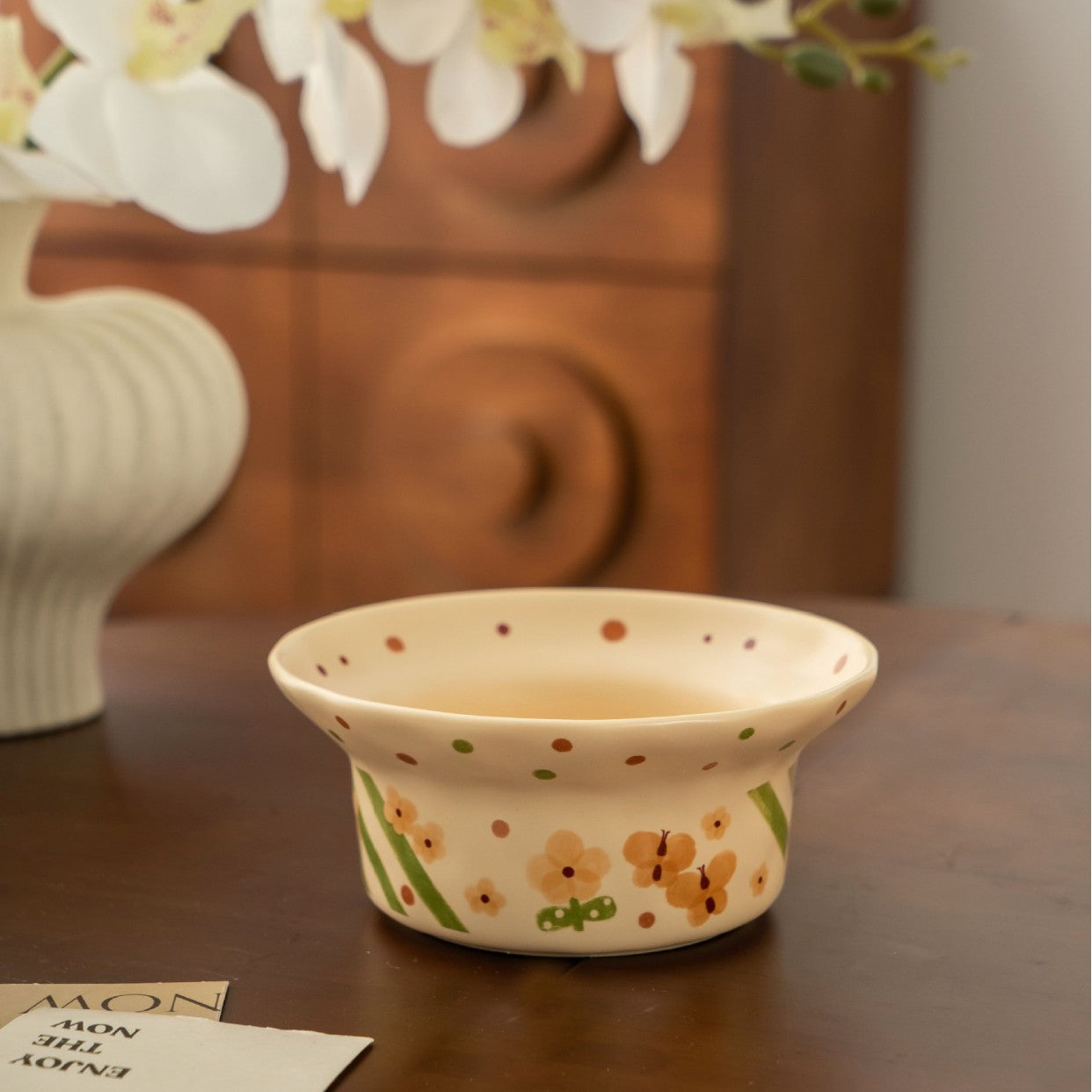 Butterfly Floral Ceramic Rice Bowl - Modomu