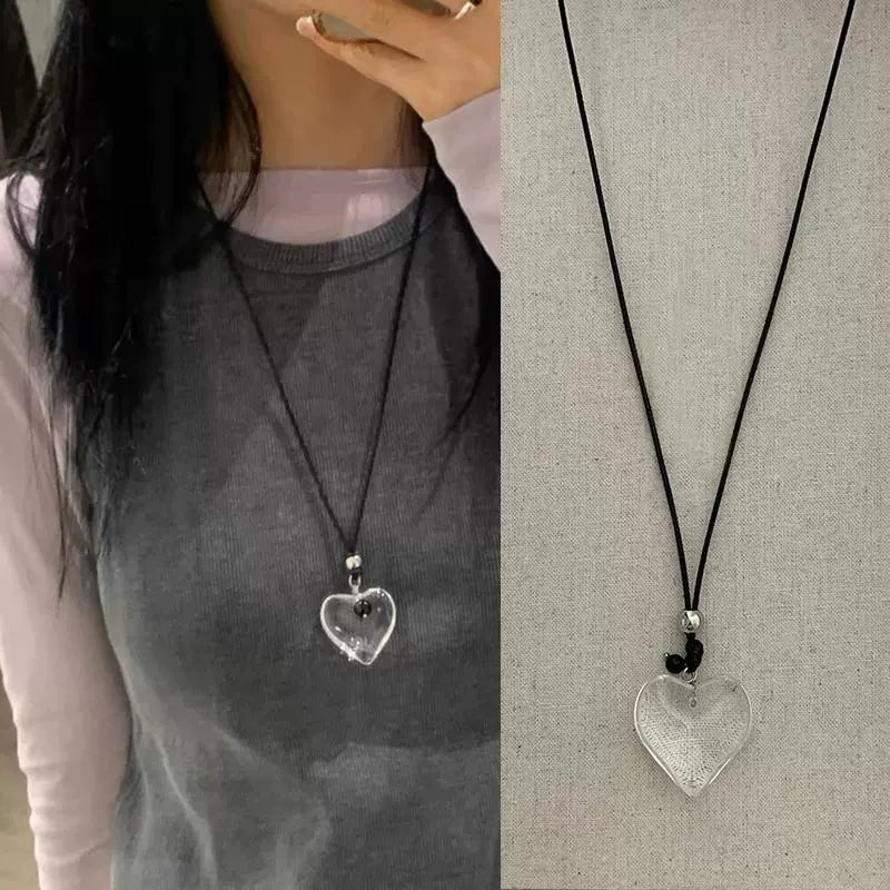 Transparent Love Pendant Sweater Chain