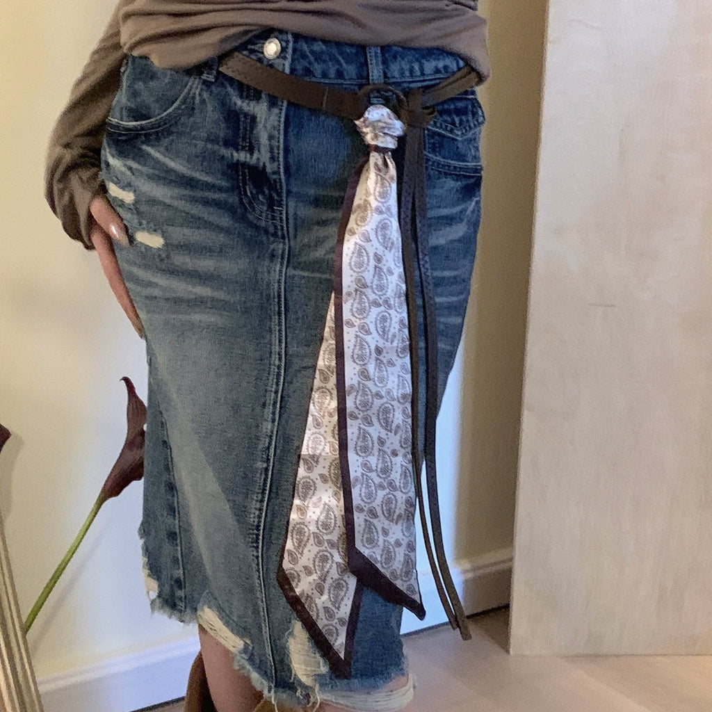 Retro Pattern Silk Scarf Belt