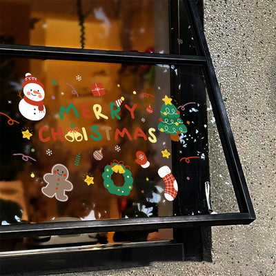 2026新年圣诞节装饰UV静电贴玻璃门贴纸贴画橱窗布置窗花窗花贴画