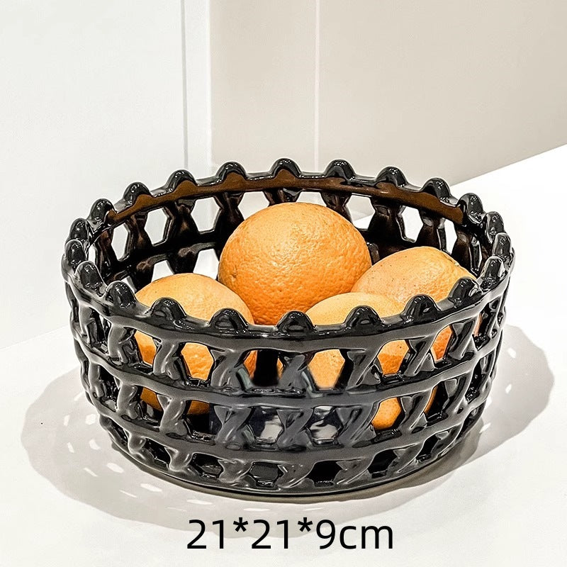 Ceramic Woven Storage Fruit Basket