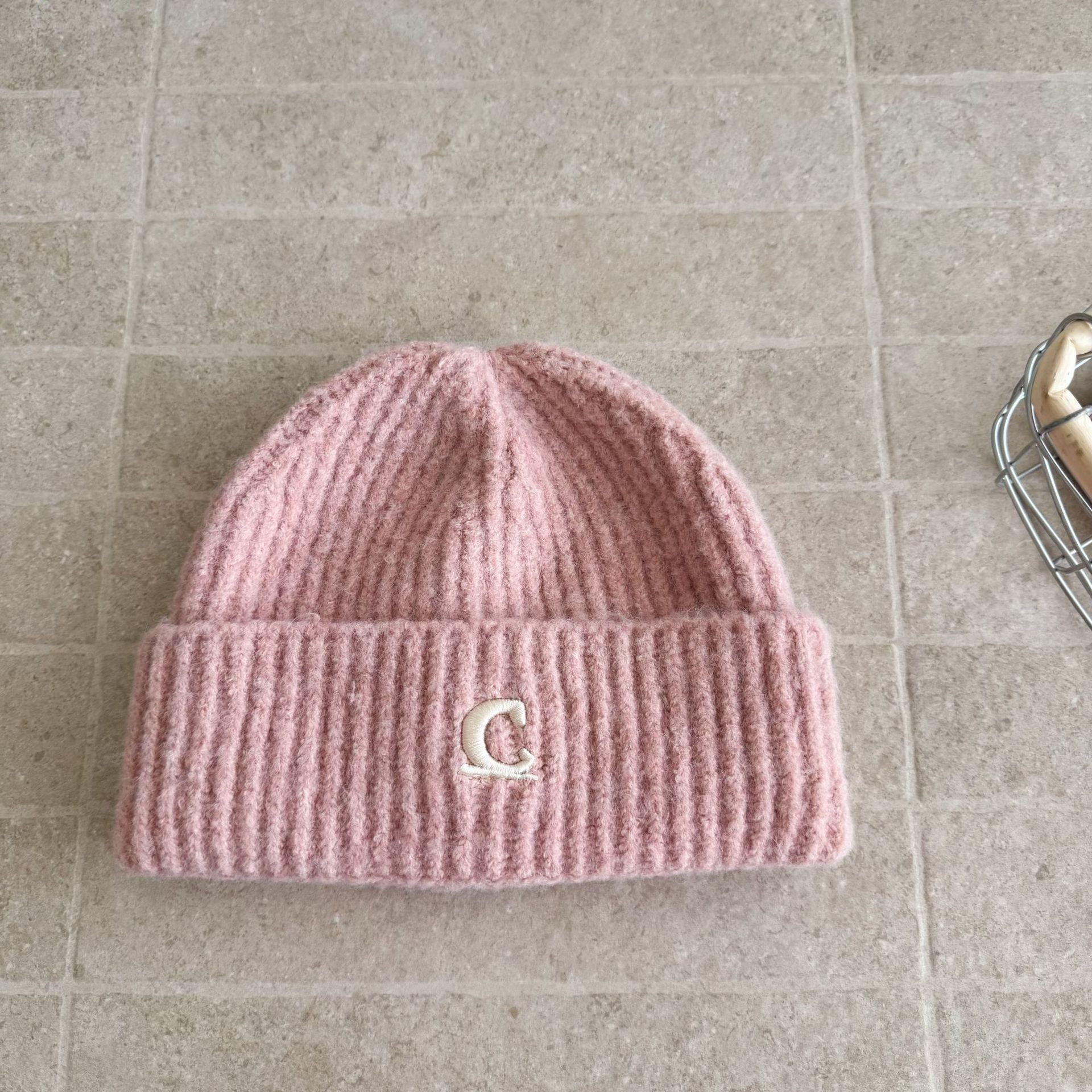 Letter C Embroidered Beanie - Modomu