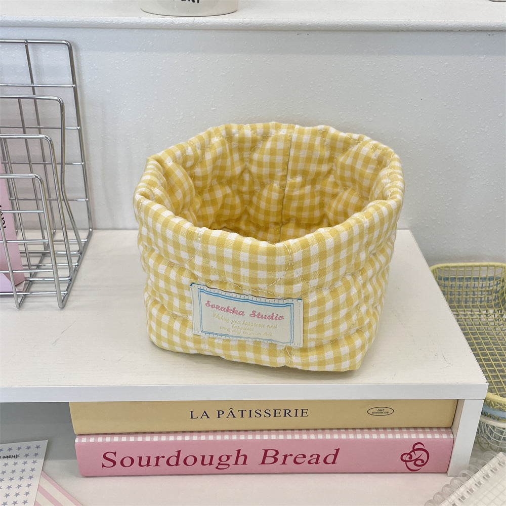Quilted Fabric Desktop Storage Basket
