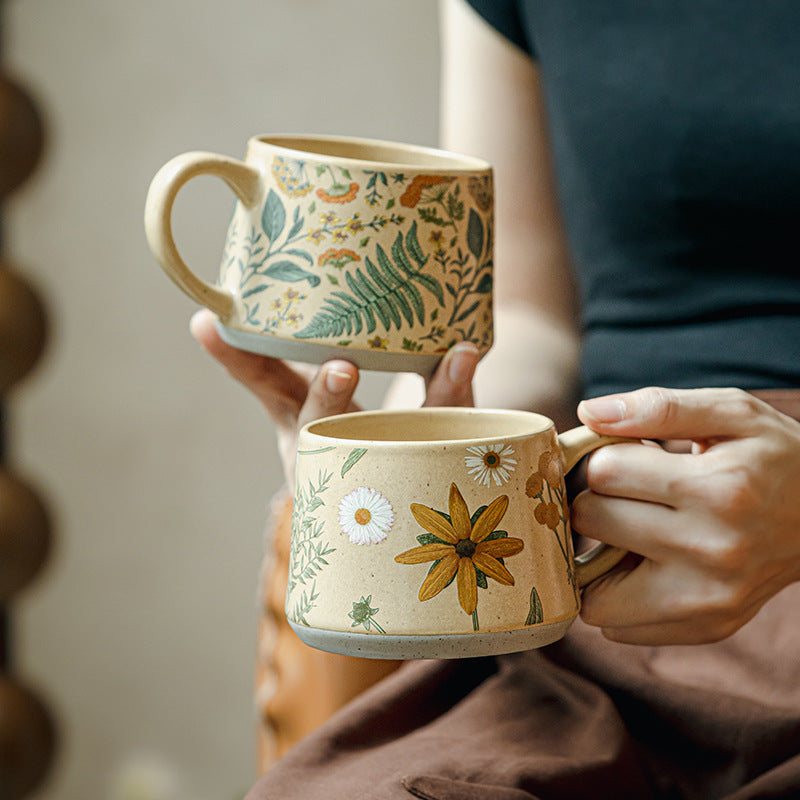 Handmade Floral Ceramic Coffee Mug - Modomu