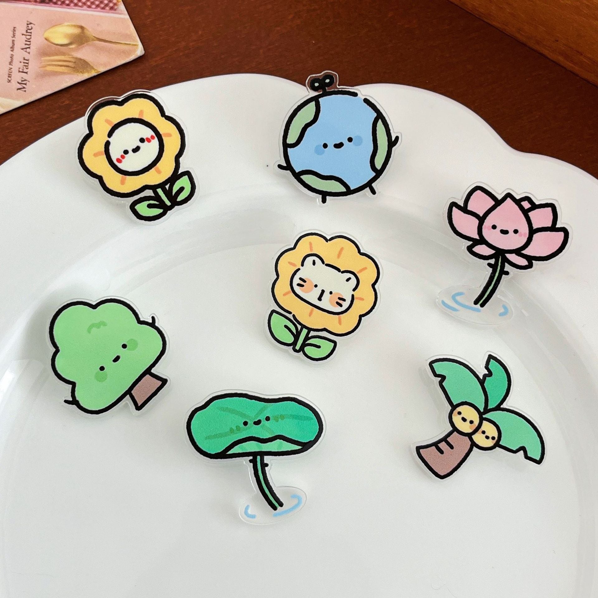 Cartoon Flower Plant Brooch Pin