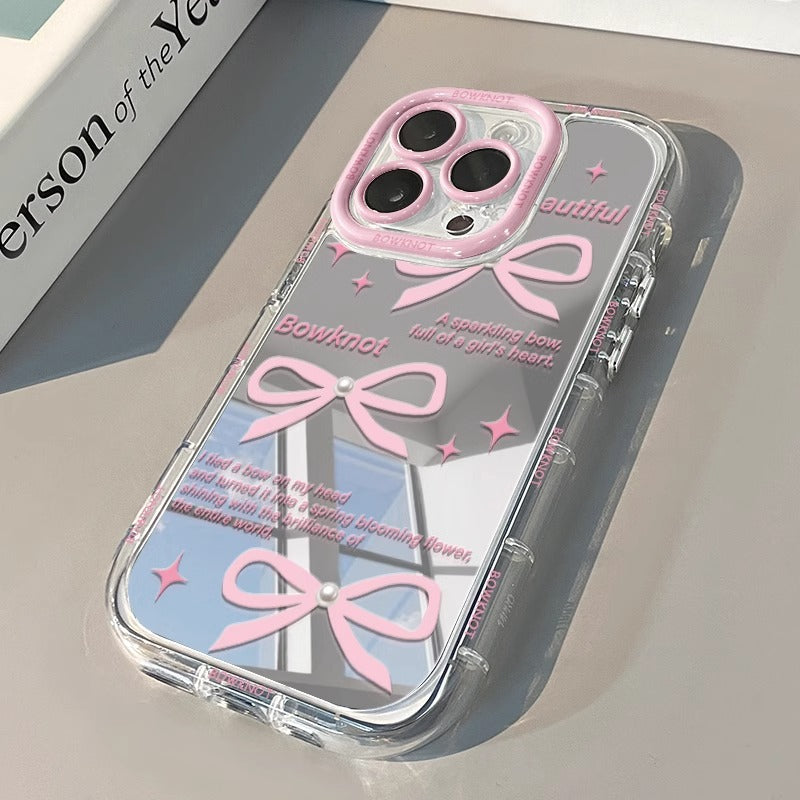 Pink Ribbon Bow Mirror Case