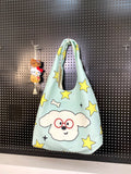 Cartoon Flocking Shoulder Tote
