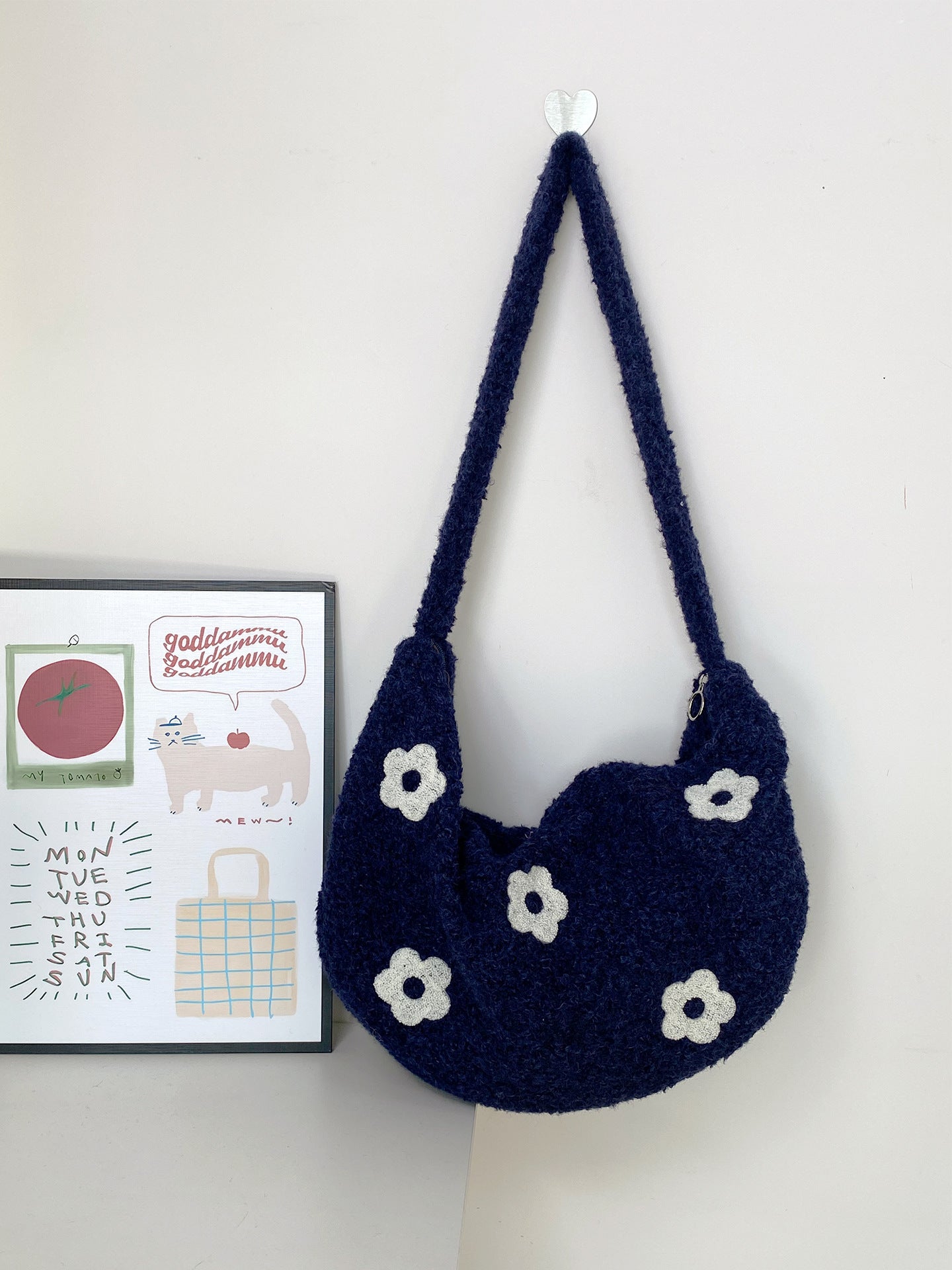 Plush Floral Shoulder Tote Bag - Modomu