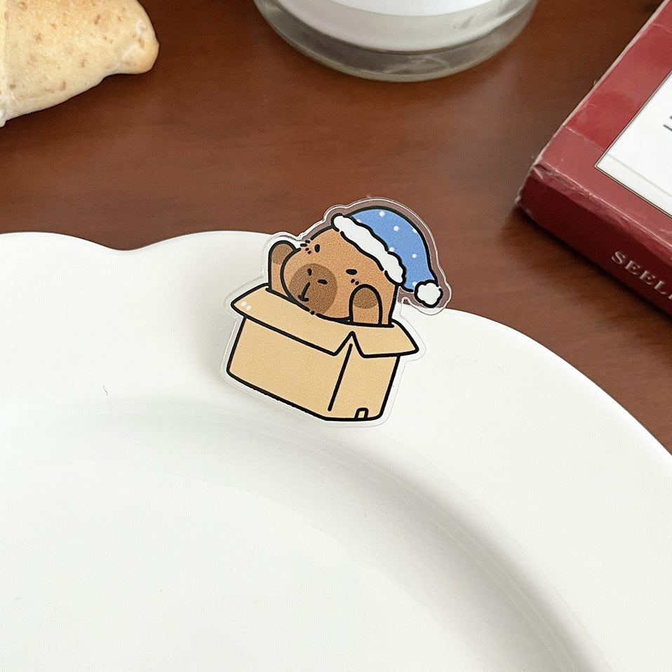 Cartoon Capybara Acrylic Brooch - Modomu