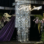 婚庆亮片串布置美陈装饰金色银色珠光串门帘挂帘婚礼吊顶背景