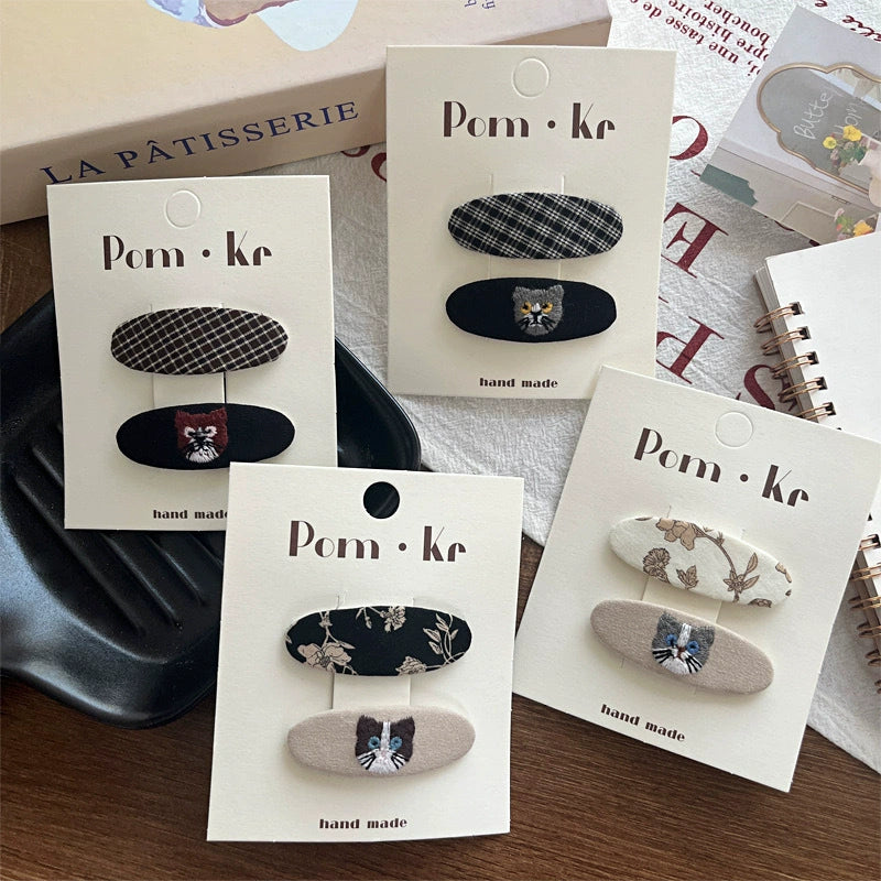 Cat Plaid Hairpin - Modomu