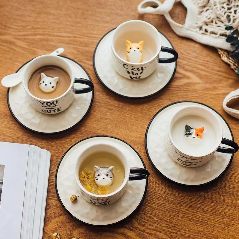 3D Cat Ceramic Coffee Cup - Modomu