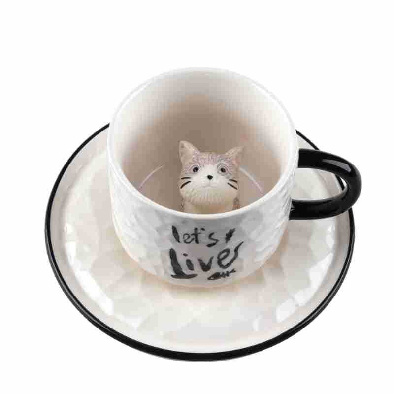 3D Cat Ceramic Coffee Cup - Modomu