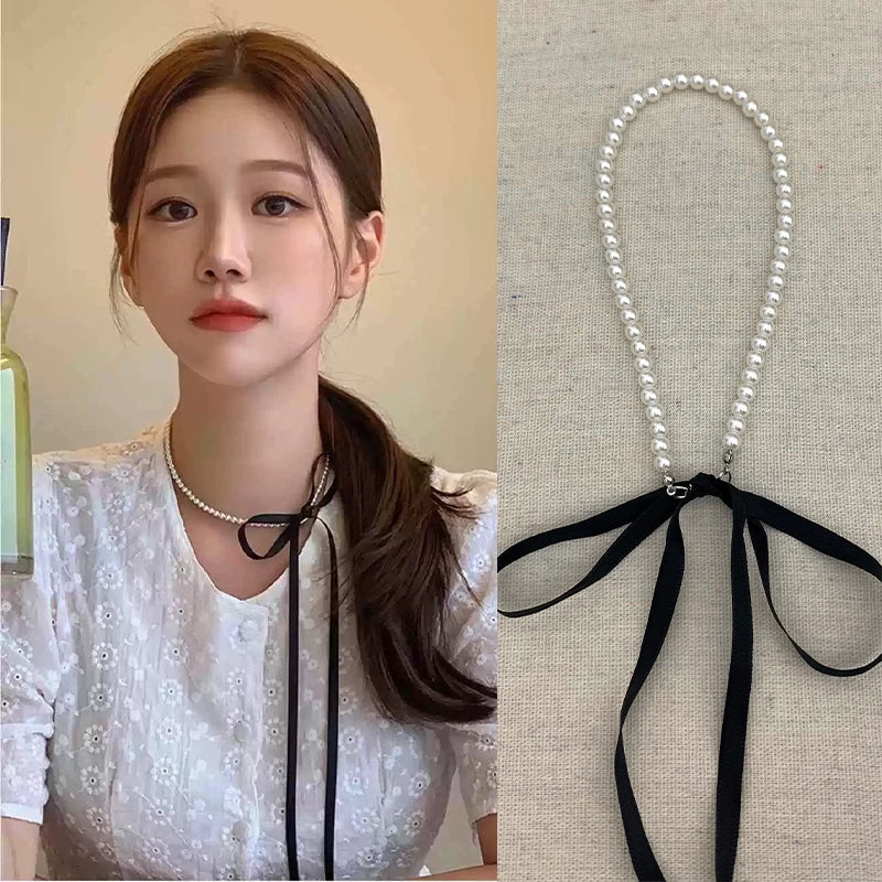 Ribbon Bow Beaded Necklace - Modomu