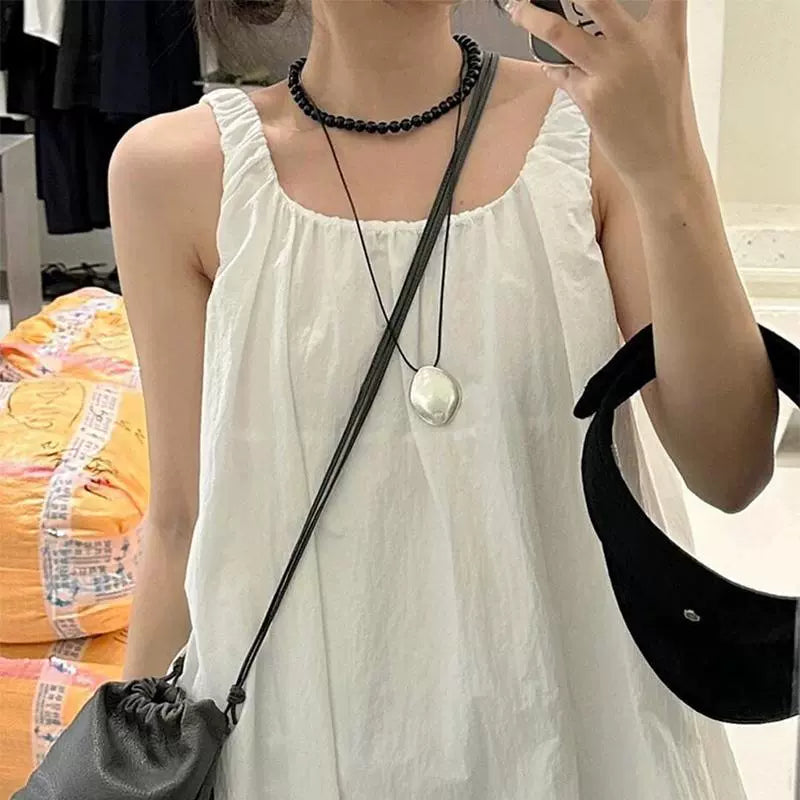 Black Agate Silver Pendant Necklace