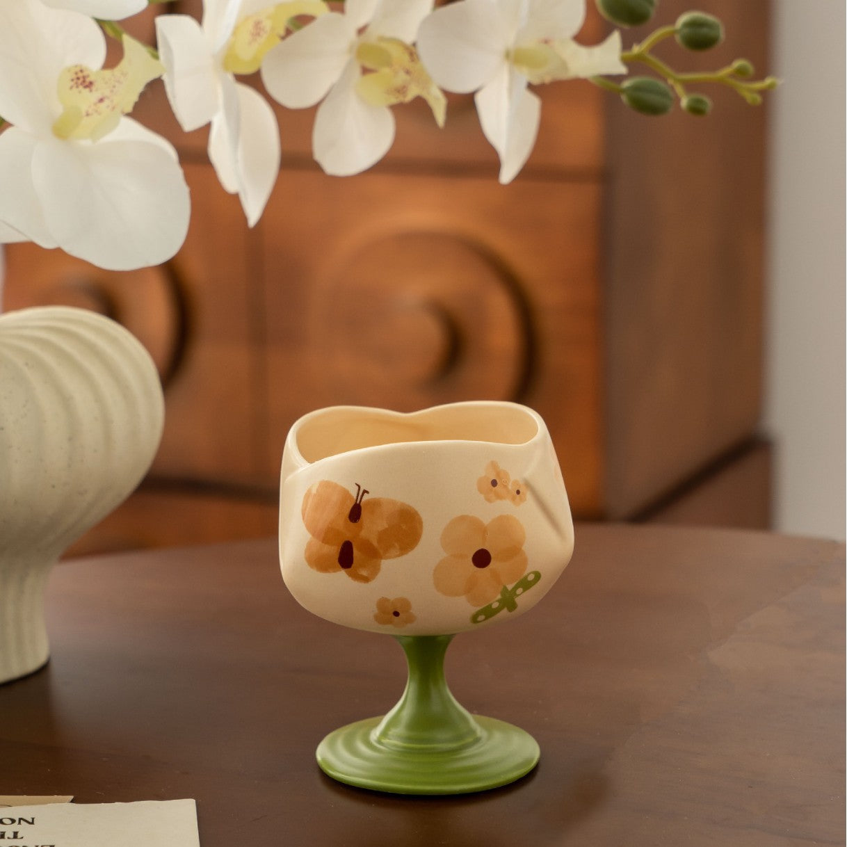 Butterfly Floral Ceramic Rice Bowl - Modomu