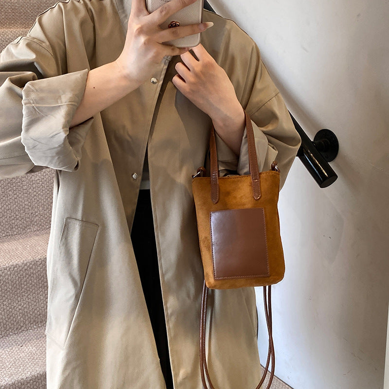 Faux Suede Crossbody Bag