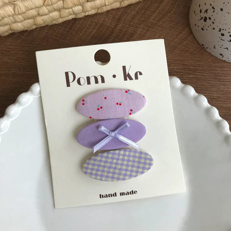 Oval Plaid Floral Hair Clip - Modomu