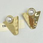 Geometric Pearl Stud Earrings - Modomu