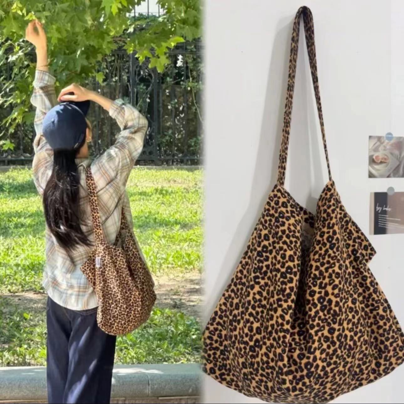 Printed Canvas Slouch Tote