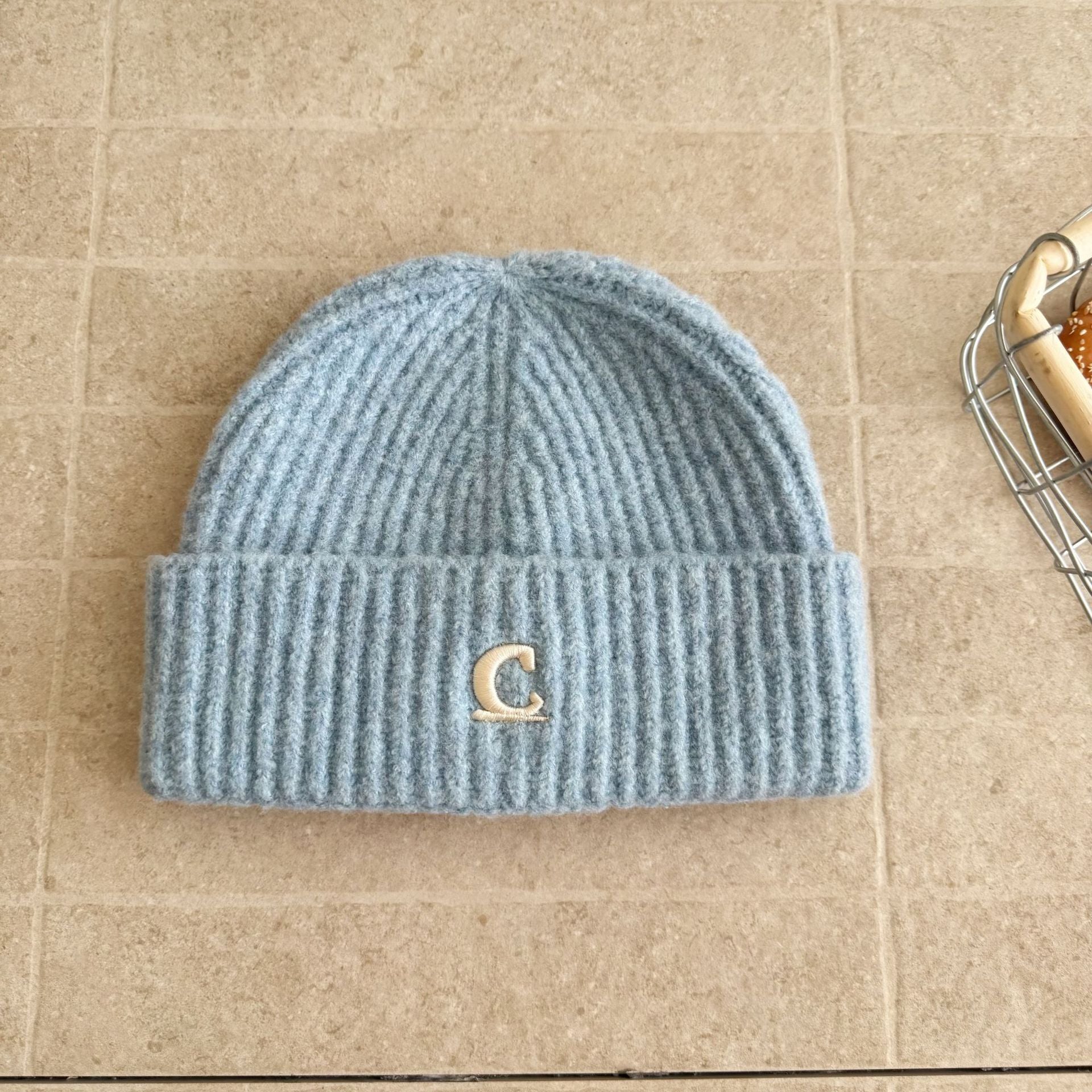 Letter C Embroidered Beanie - Modomu