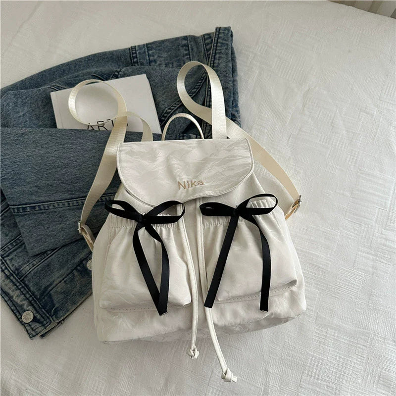 Canvas Backpack With Bow Detail - Modomu