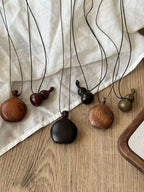 Wooden Gourd Pendant Leather Necklace - Modomu