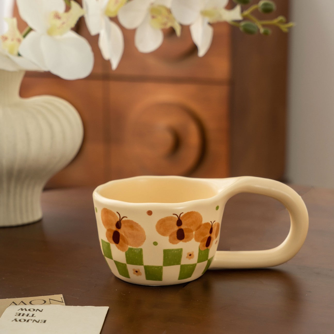 Butterfly Floral Ceramic Rice Bowl - Modomu