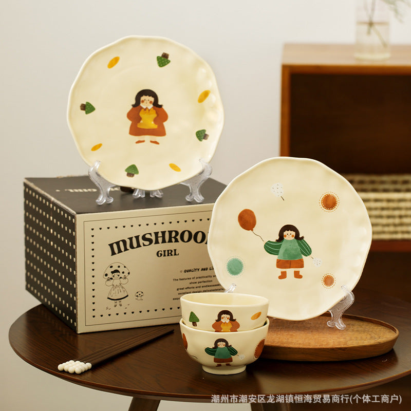 Retro Girl Ceramic Tableware Set - Modomu