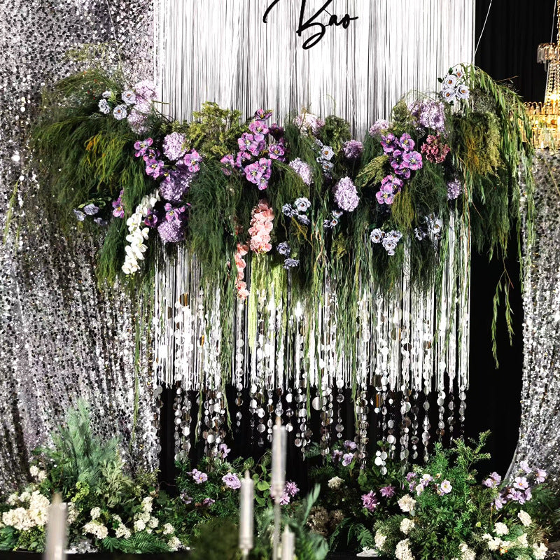 亚马逊热卖亮片背景布宴会婚庆圣诞派对亮片窗帘婚礼舞台背景装饰