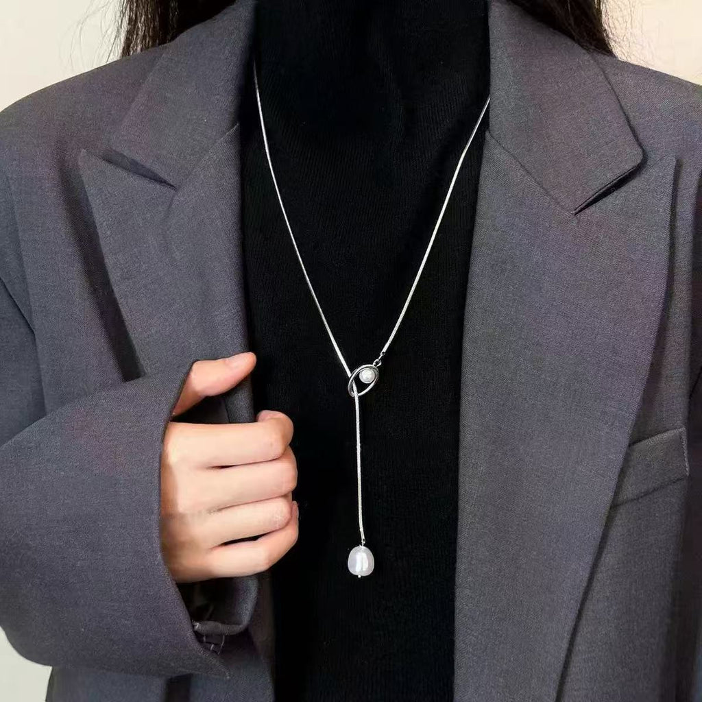 Pearl Geometric Pull-Out Necklace - Modomu