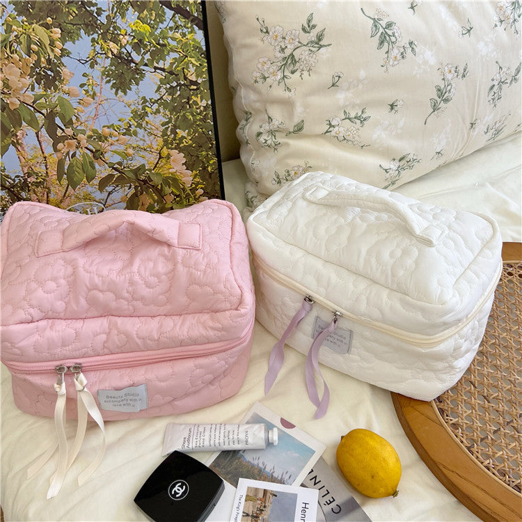 Soft Floral Cosmetic Organizer Bag