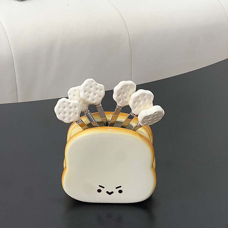 Cartoon Bread Fruit Fork Set - Modomu
