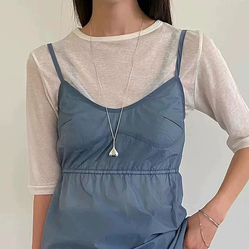 Silver Water Drop Sweater Chain