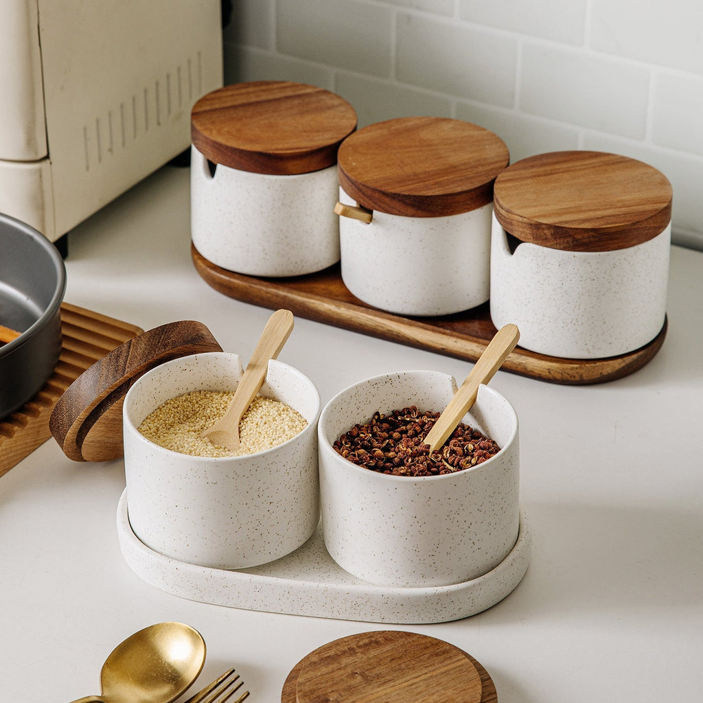 Ceramic Seasoning Jar Set Organizer