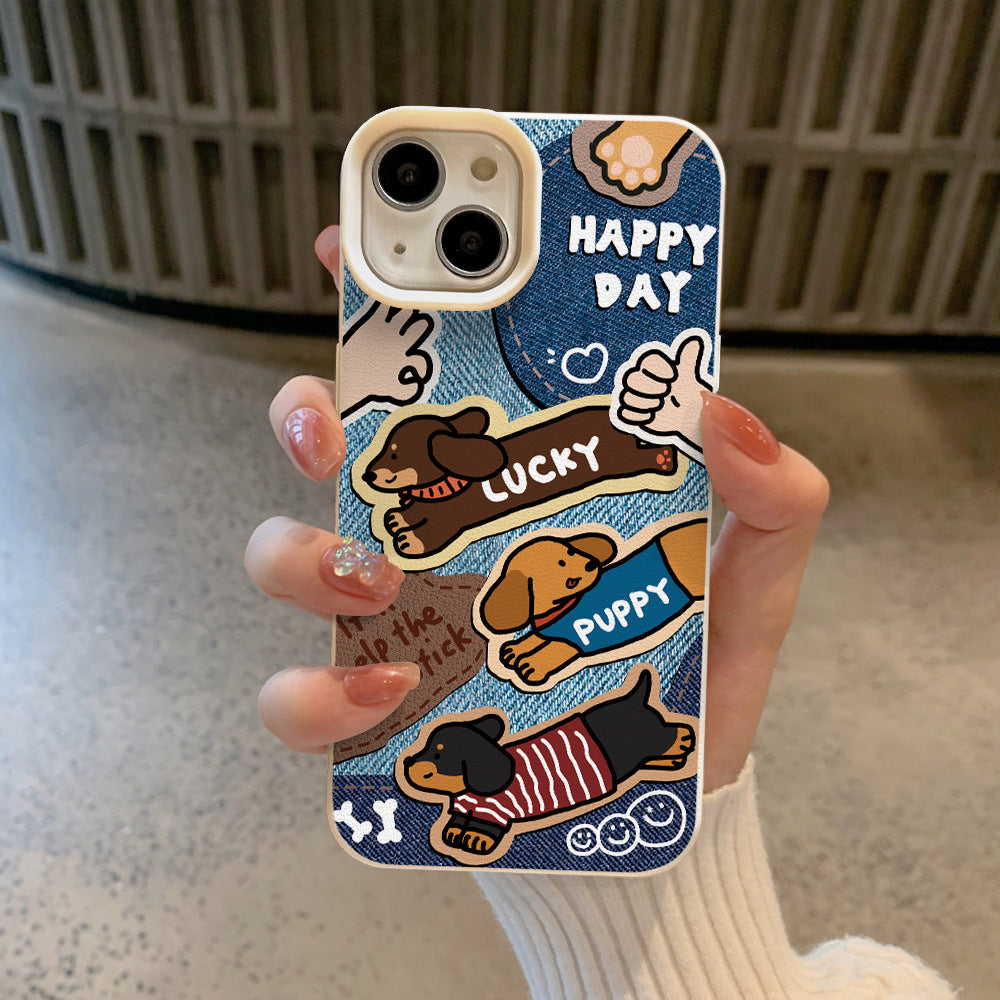 Lucky Dachshund Denim iPhone Case