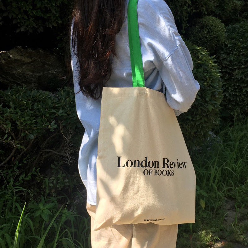 Contrast Handle Cotton Tote