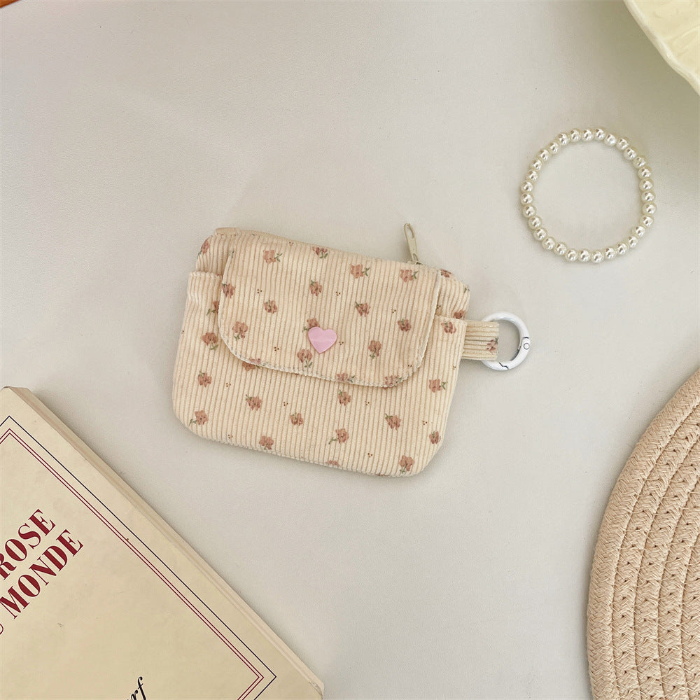 Corduroy Card Wallet With Zipper - Modomu