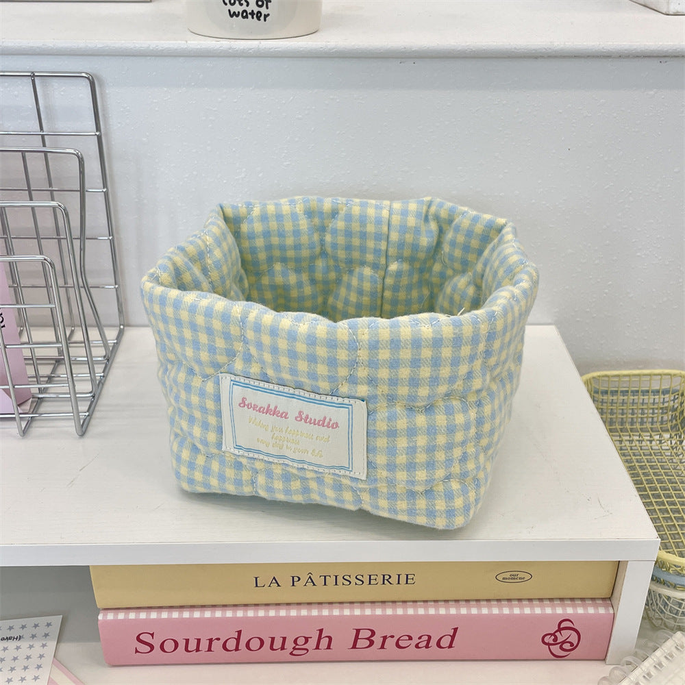 Quilted Fabric Desktop Storage Basket