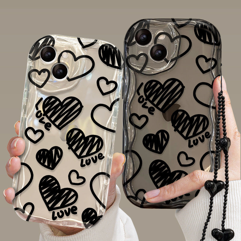 Scribbled Heart Wavy iPhone Case