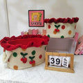 Cherry Lace Oval Storage Basket