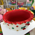 Cherry Lace Oval Storage Basket