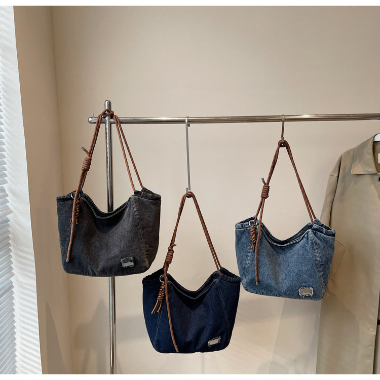 Washed Denim Slouch Tote