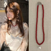 Agate Pearl Bornet Pendant Necklace