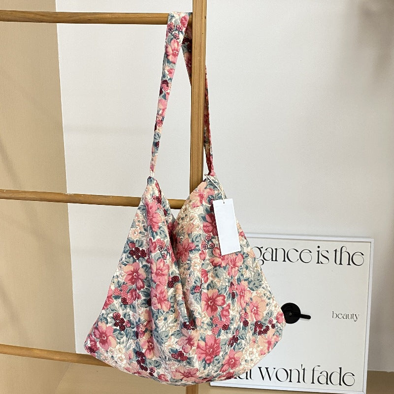 Printed Canvas Slouch Tote