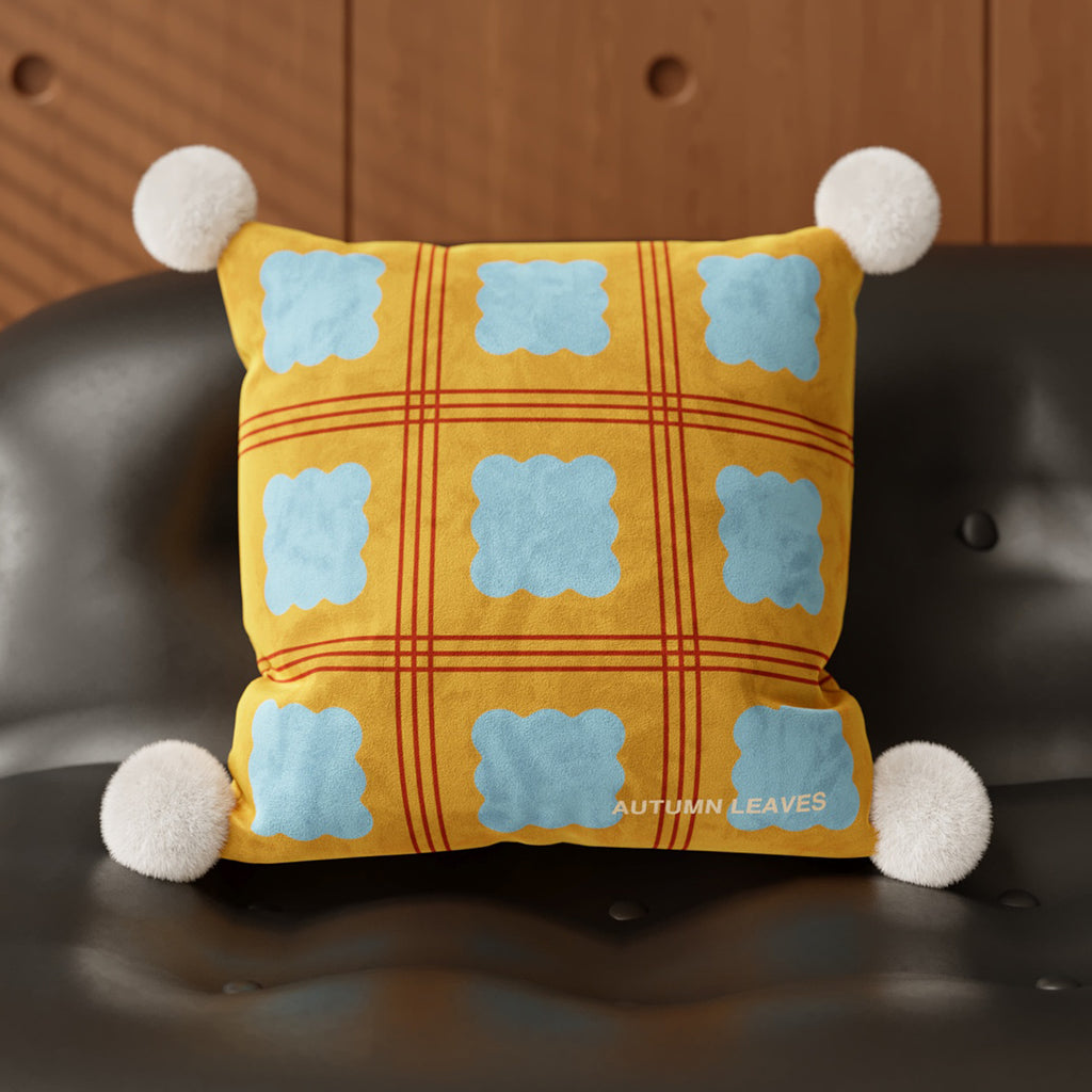 Autumn Leaves Pom Cushion
