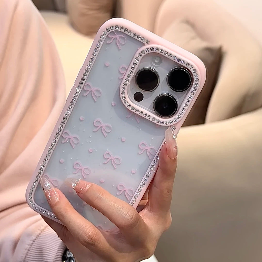 Embossed Bow Rhinestone Case