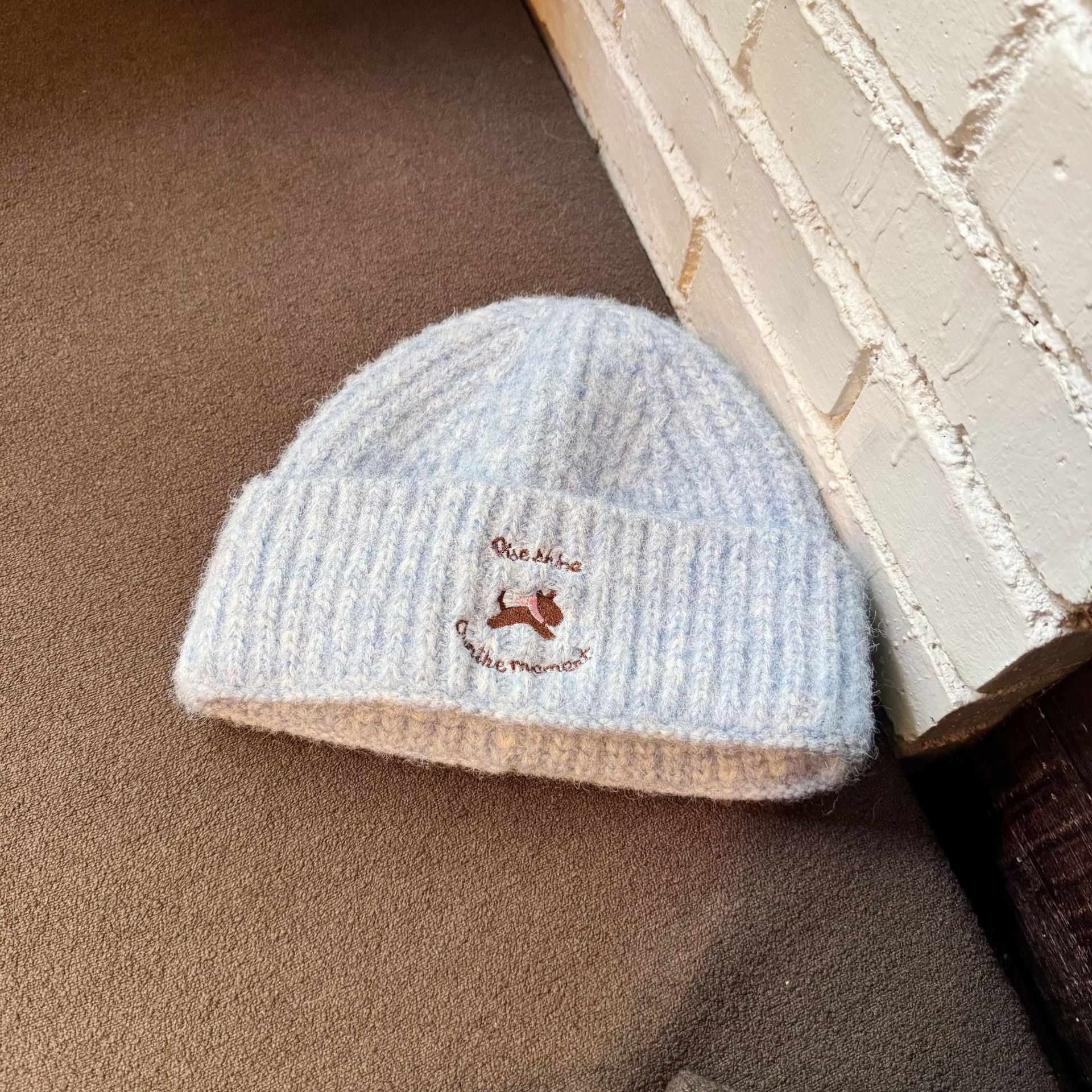 Embroidered Puppy Design Beanie - Modomu