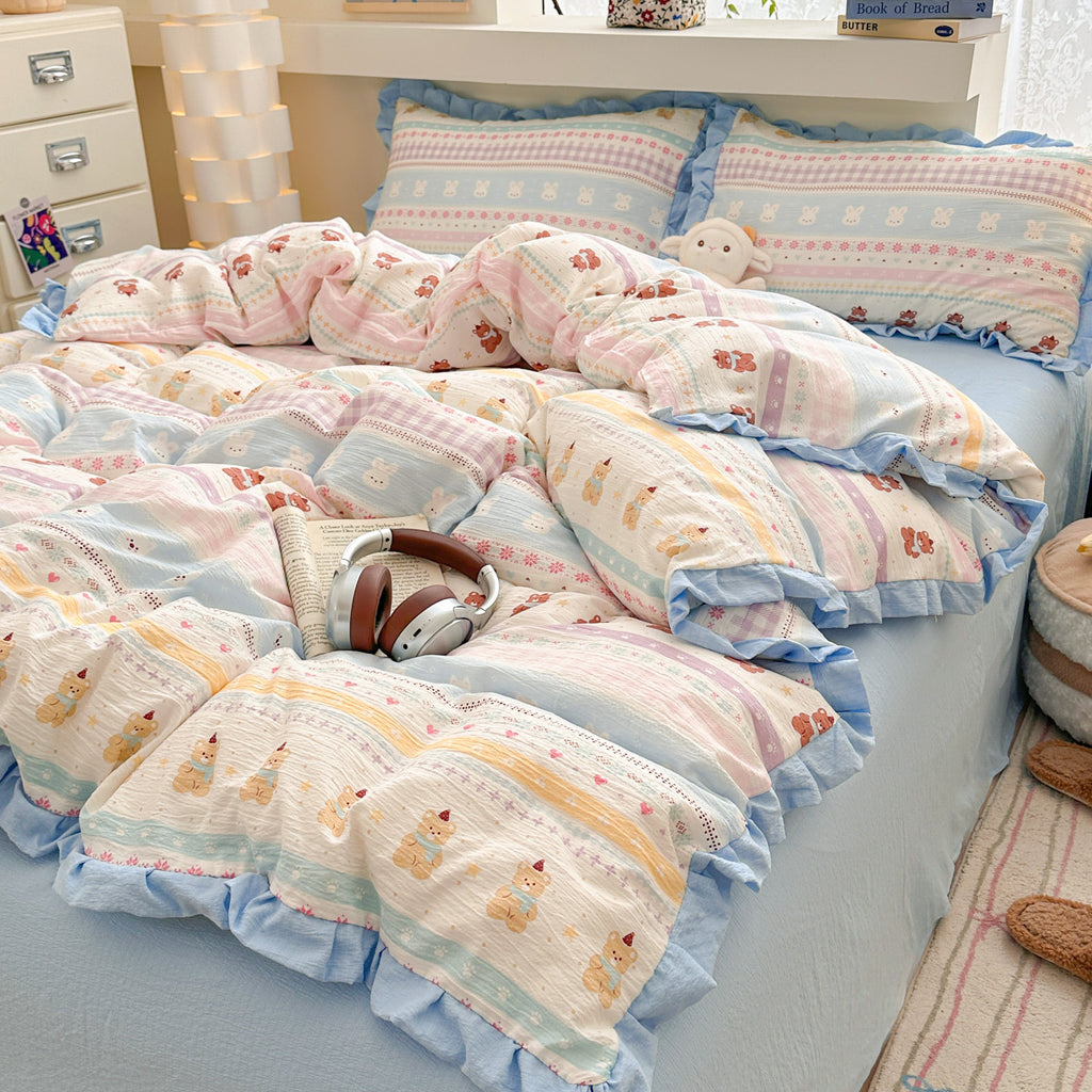Ruffle Edge Cotton Bedding Set