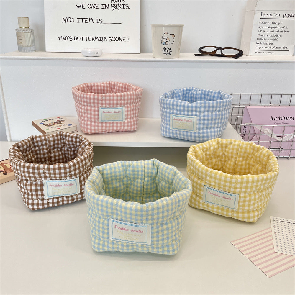 Quilted Fabric Desktop Storage Basket